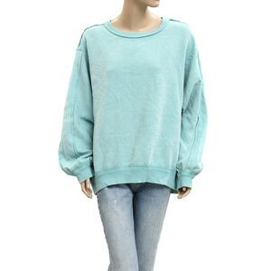 Free People  We The Free Thermal Striped Printed Pullover Top Oversized L 282830